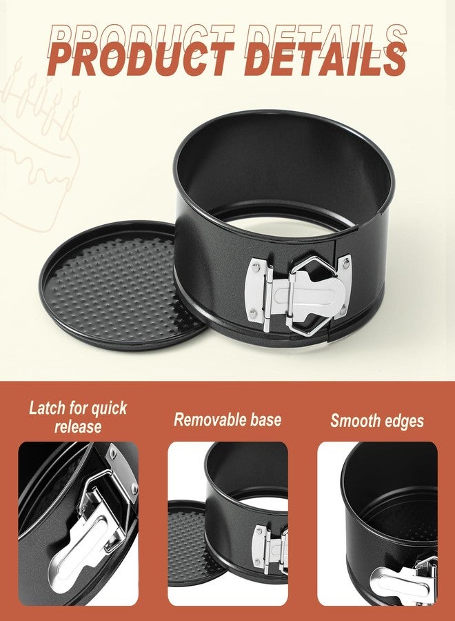 Funnymoom مجموعة فاني موم المكونة من 4 قطع، مقاس 6 بوصات، غير لاصقة، ذات قاعدة قابلة للإزالة، مصنوعة من الفولاذ الكربوني، قالب تشيز كيك دائري ذو قاعدة قابلة للإزالة، مزود بمشابك زنبركية من الفولاذ المقاوم للصدأ، مثالية للمطابخ والمطاعم. - Image 3
