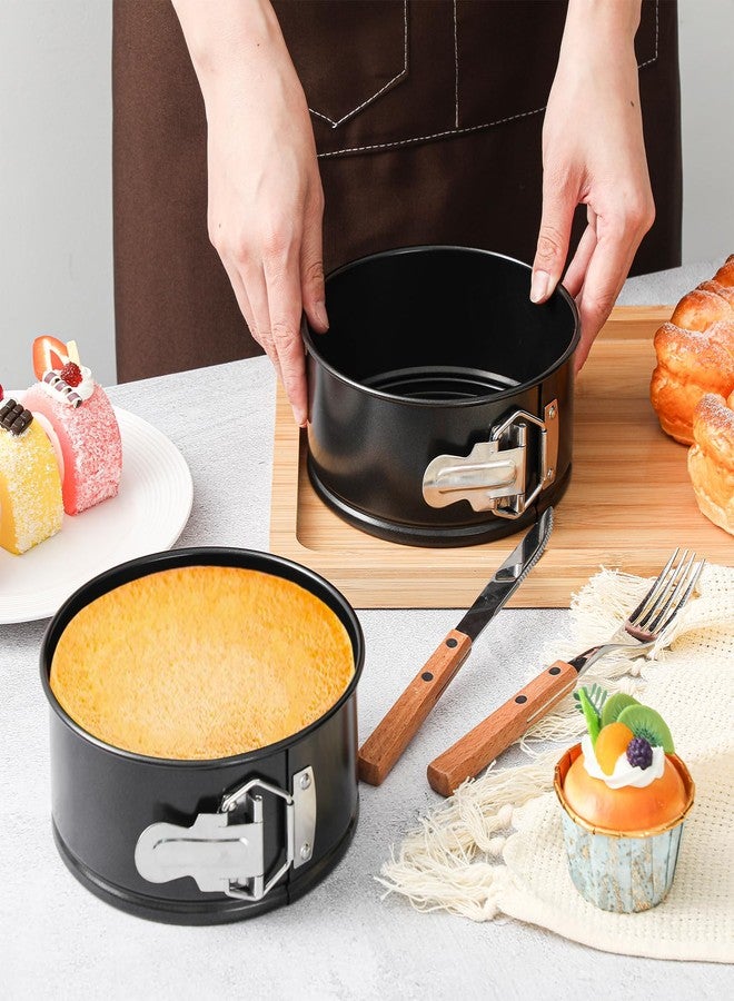 Funnymoom مجموعة فاني موم المكونة من 4 قطع، مقاس 6 بوصات، غير لاصقة، ذات قاعدة قابلة للإزالة، مصنوعة من الفولاذ الكربوني، قالب تشيز كيك دائري ذو قاعدة قابلة للإزالة، مزود بمشابك زنبركية من الفولاذ المقاوم للصدأ، مثالية للمطابخ والمطاعم. - Image 4