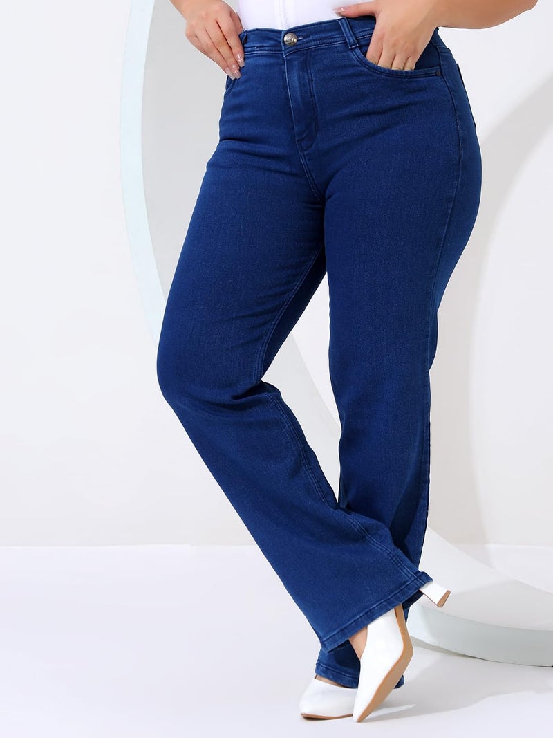 Nifty Women's Denim Stretchable Straight Fit Plus Size Jeans (1457_Plus_BTA_38_Medium_Blue_38) - Image 5