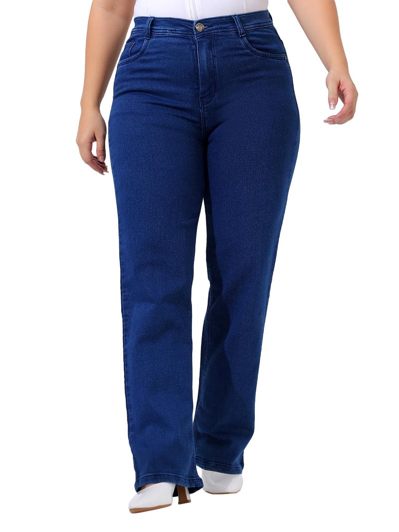 Nifty Women's Denim Stretchable Straight Fit Plus Size Jeans (1457_Plus_BTA_38_Medium_Blue_38) - Image 1