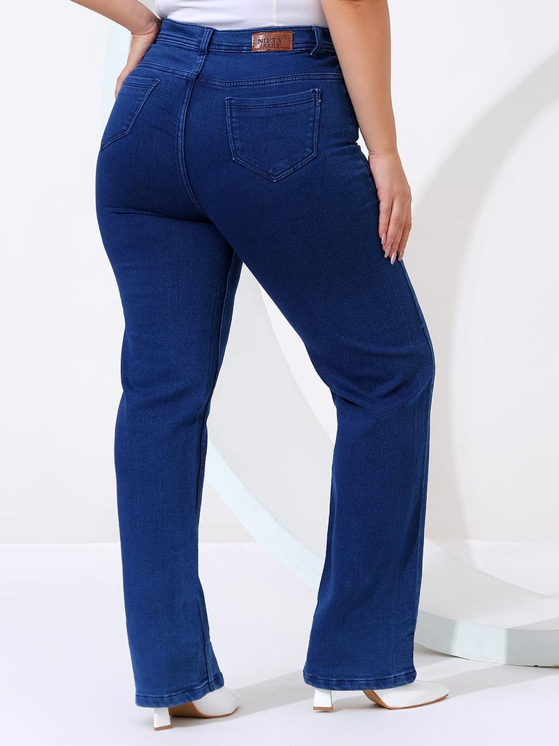 Nifty Women's Denim Stretchable Straight Fit Plus Size Jeans (1457_Plus_BTA_38_Medium_Blue_38) - Image 3