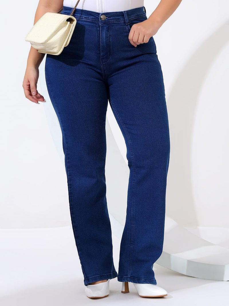 Nifty Women's Denim Stretchable Straight Fit Plus Size Jeans (1457_Plus_BTA_38_Medium_Blue_38) - Image 2