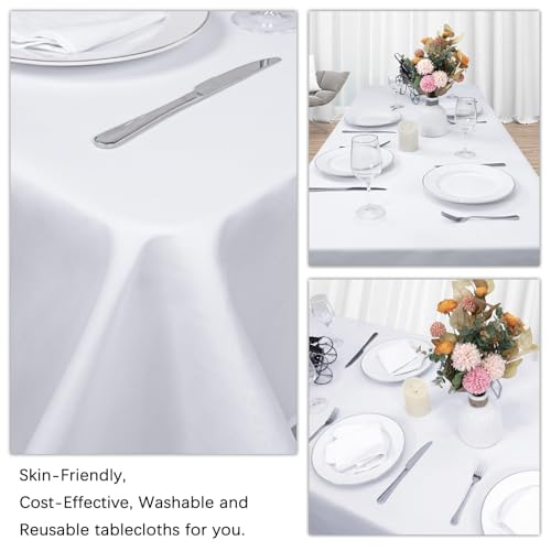 Heneger 8 Pack White Table Cloth 60 x 102 Inch Rectangular Tablecloths for 6 Foot Rectangle Tables, Wrinkle Resistant White Tablecloth Washable Polyester Fabric Table Covers for Party Wedding Banquet - Image 5