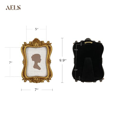 AELS 5x7 Inch Vintage Picture Frame, Elegant Antique Photo Frames with Glass Front, Photo Display, Tabletop Wall Hanging, Gift Ideas - Image 2