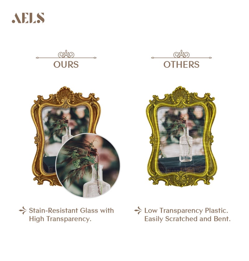 AELS 5x7 Inch Vintage Picture Frame, Elegant Antique Photo Frames with Glass Front, Photo Display, Tabletop Wall Hanging, Gift Ideas - Image 3