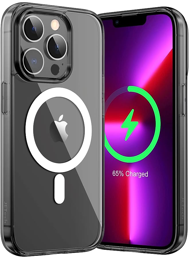 Jetech حافظة مغناطيسية لجهاز آيفون 13 برو ماكس 6.7 بوصة متوافقة مع شحن ماغسيف اللاسلكي، غطاء هاتف مضاد للصدمات، خلفية شفافة مضادة للخدش (أسود) - Image 1