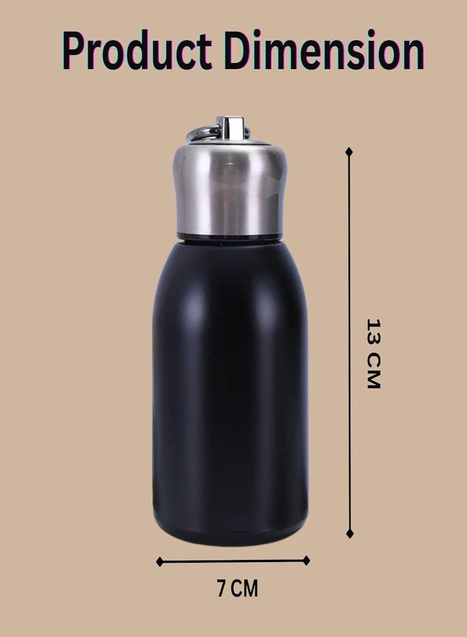 bolt bee 250ML Mini Black Stainless Steel Water Bottle – Vacuum Insulated, Leak-Proof for Hot & Cold Drinks | Travel, Kids, Women, Office & Outdoor Use (Black) - Image 2