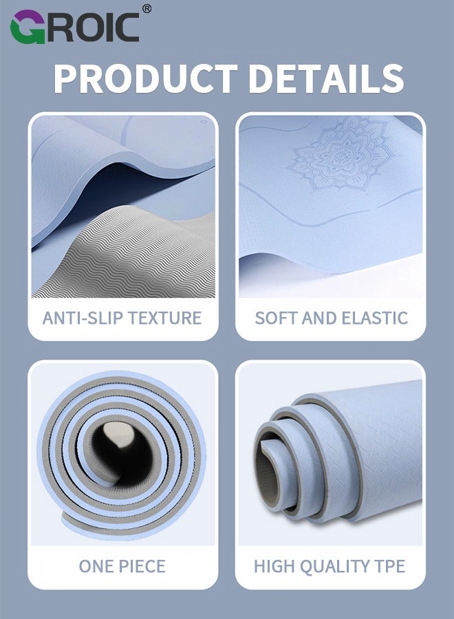 Nariele Yoga Mat, Extra Wide 72.8x 31.5 x 0.24 Pilates Fitness Mats with Alignment Marks, Non Slip Fitness Yoga Mats, Exercise Mats for Yoga Pilates Home Floor Workout with Carrying Sling and Storage Bag - Image 3