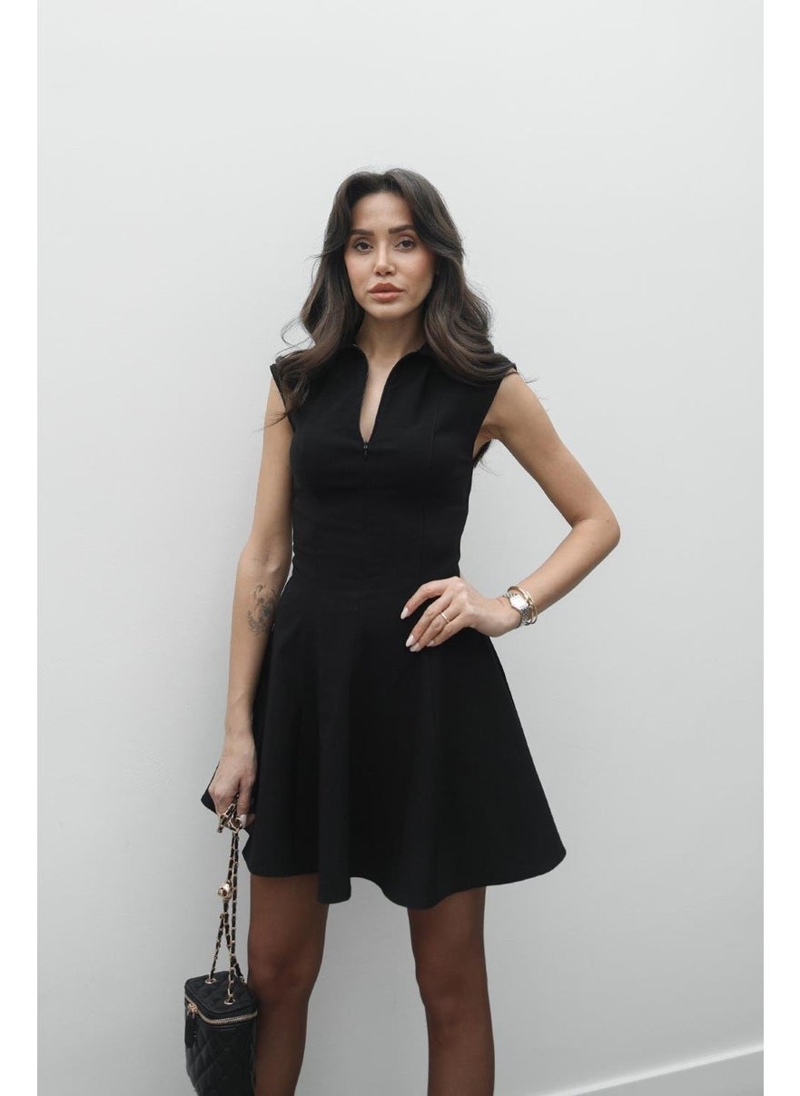 Havoş Black Half Zipper Flounce Dress  - Image 1