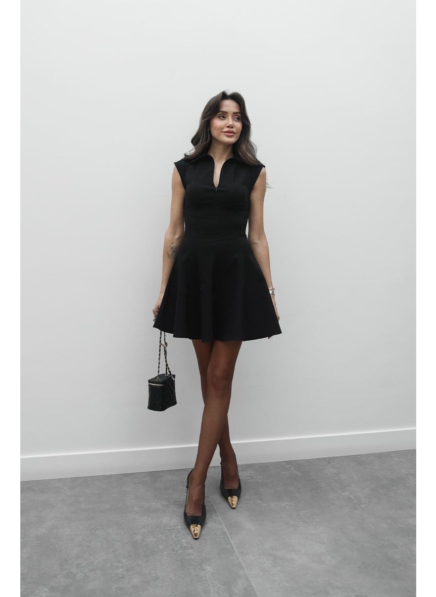 Havoş Black Half Zipper Flounce Dress  - Image 2