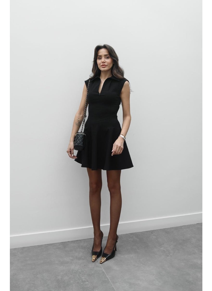 Havoş Black Half Zipper Flounce Dress  - Image 4