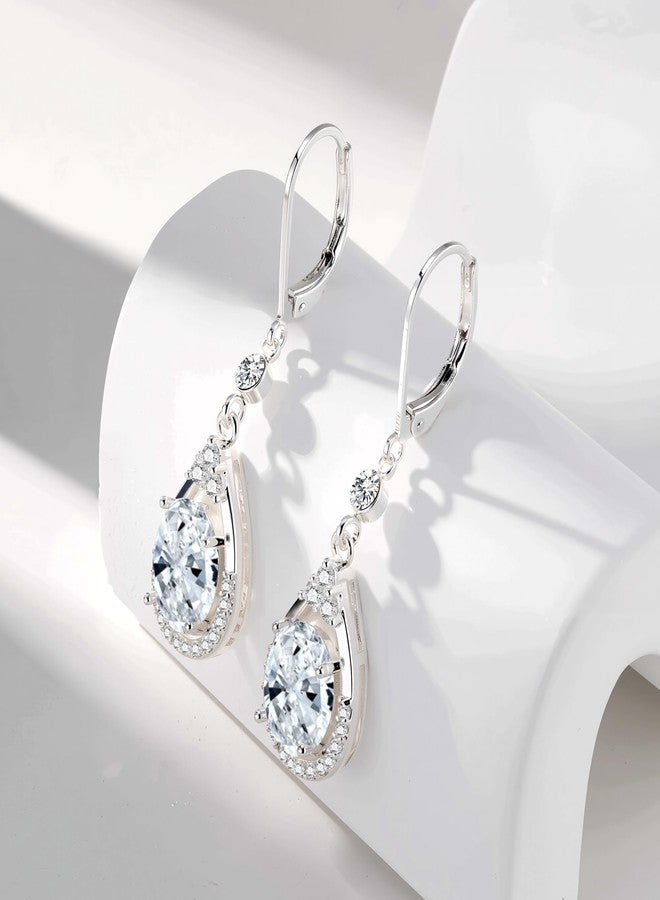 أليكس كرافت أقراط متدلية من الفضة الإسترلينية للنساء بتصميم دمعة - أقراط فضية متدلية بمشبك خلفي مع تعليقة من الزركونيا المكعبة، أقراط زفاف متدلية، هدايا مجوهرات - Image 4