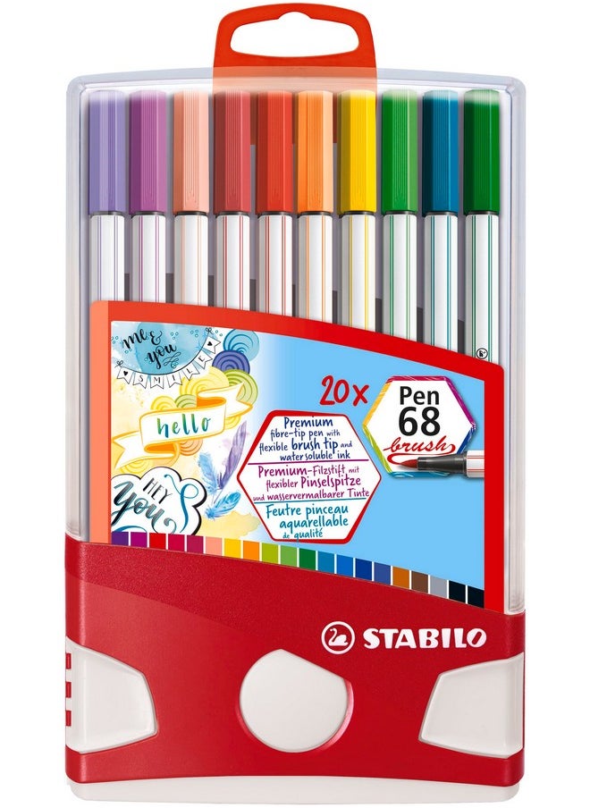 STABILO STABILO Premium Fibre-Tip Pen Pen 68 brush - ColorParade - 19 assorted Colors + 1 additional Black  - Image 2