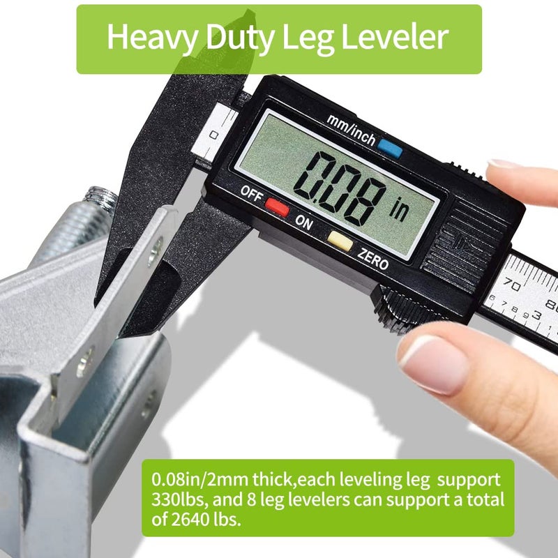 Dkovn 4/8/16 Pack Heavy Duty Leg Leveler  Leveling Feet  Adjustable Furniture Leveler Legs  With Screws  Lock Nuts And Wrench  2 Inch Adjustable Height  For Furniture  Table  Cabinets(4 Pack Black) - Image 4