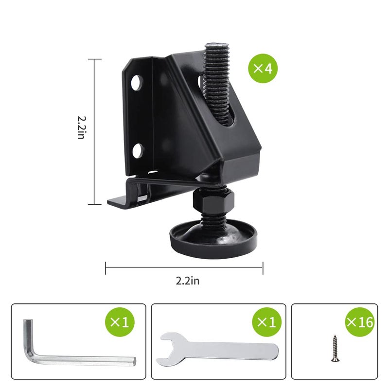 Dkovn 4/8/16 Pack Heavy Duty Leg Leveler  Leveling Feet  Adjustable Furniture Leveler Legs  With Screws  Lock Nuts And Wrench  2 Inch Adjustable Height  For Furniture  Table  Cabinets(4 Pack Black) - Image 5