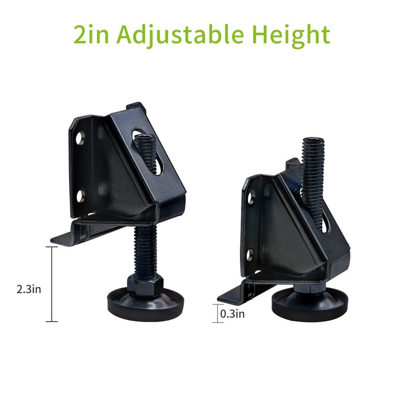 Dkovn 4/8/16 Pack Heavy Duty Leg Leveler  Leveling Feet  Adjustable Furniture Leveler Legs  With Screws  Lock Nuts And Wrench  2 Inch Adjustable Height  For Furniture  Table  Cabinets(4 Pack Black) - Image 3