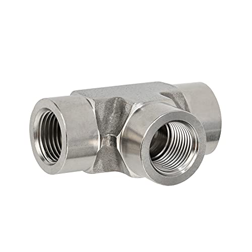 Yoebor 304 Stainless Steel Forged Tee 1/4" NPT Female x 1/4" NPT Female x 1/4" NPT Female T-fitting 3 Ways Connector Pipe Fitting 2000psi 1pc - Image 2