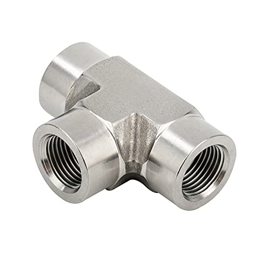 Yoebor 304 Stainless Steel Forged Tee 1/4" NPT Female x 1/4" NPT Female x 1/4" NPT Female T-fitting 3 Ways Connector Pipe Fitting 2000psi 1pc - Image 1