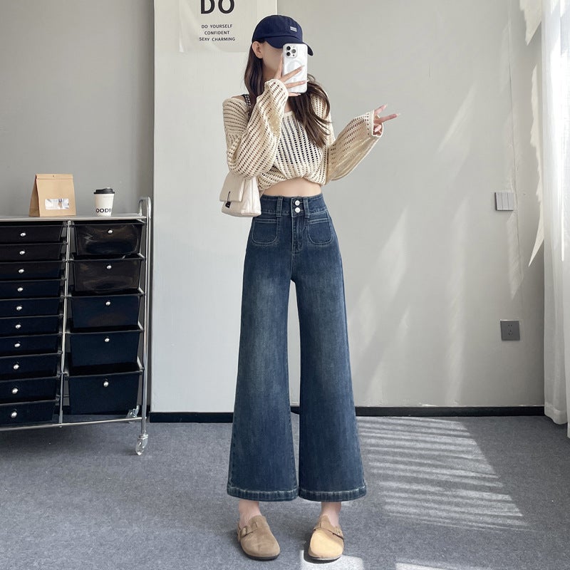 Jy & Dark Blue High-Waisted Stretchy Bootcut Jeans For Women In Slimming Look And Versatile Design For Small People - Image 5