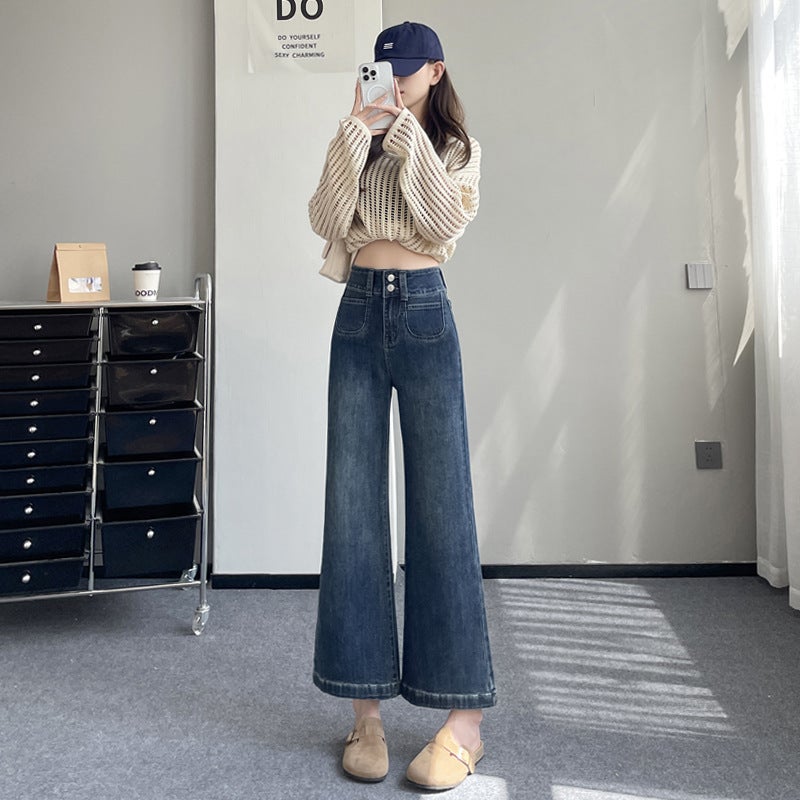 Jy & Dark Blue High-Waisted Stretchy Bootcut Jeans For Women In Slimming Look And Versatile Design For Small People - Image 4