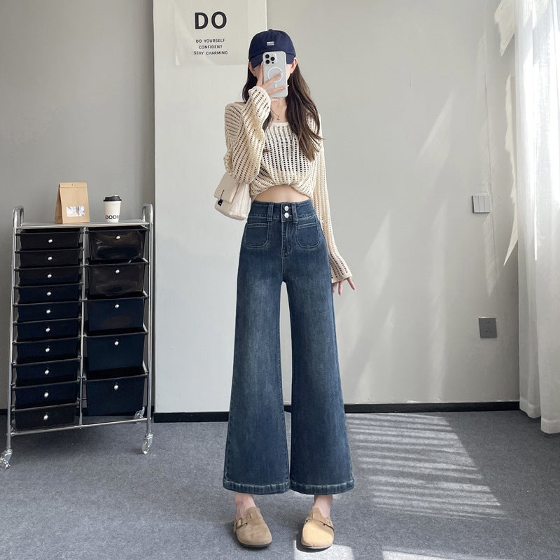 Jy & Dark Blue High-Waisted Stretchy Bootcut Jeans For Women In Slimming Look And Versatile Design For Small People - Image 3