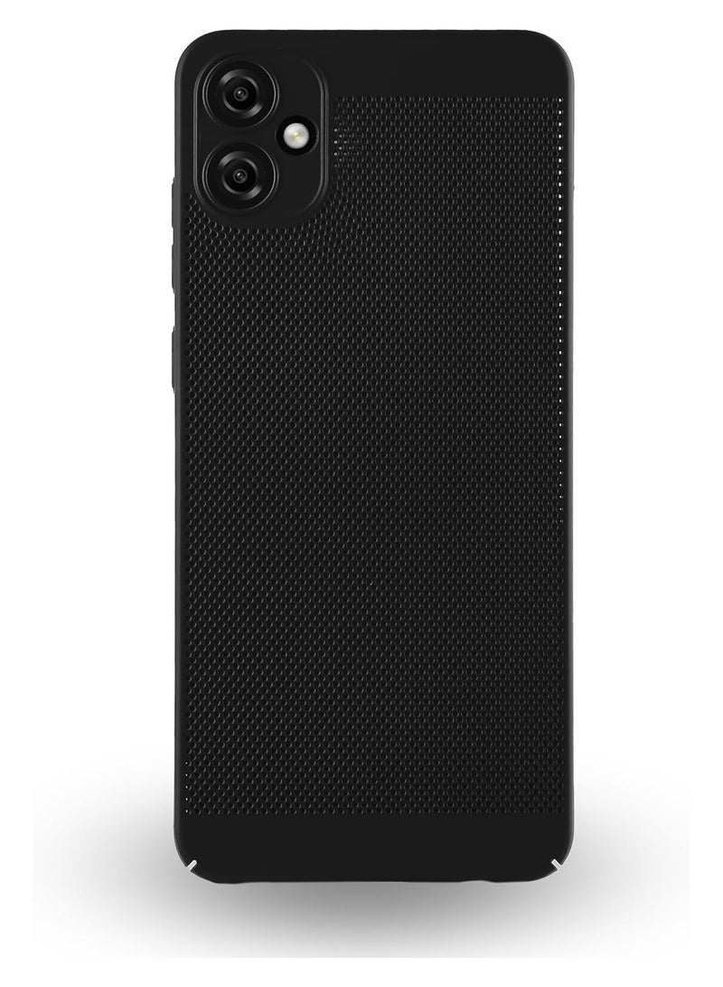 Heat Dissipation Case with Built in Camera Lens Protector Slim Fit Breathable Cooling Anti Fingerprint Hard PC Back Shockproof Cover For Samsung Galaxy A05 (Black)  - Image 1