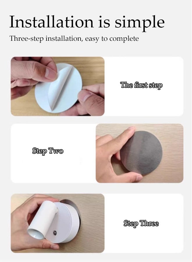 DUNISO Wall Lights with magnet，Stepless dimming， 2000mAh Battery Operated，360°Rotation Touch Control，Lamps for Kids Study Bedside Closet，Wall Mounted Lamp with USB Port(White) - Image 4