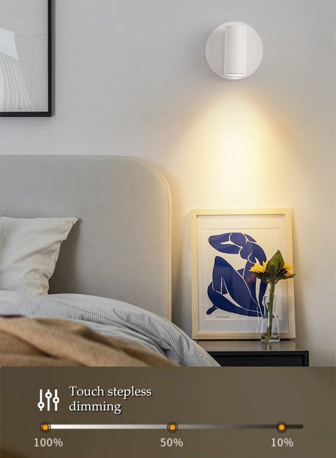 DUNISO Wall Lights with magnet，Stepless dimming， 2000mAh Battery Operated，360°Rotation Touch Control，Lamps for Kids Study Bedside Closet，Wall Mounted Lamp with USB Port(White) - Image 5