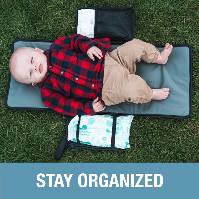 CleverMade Portable Baby Changing Pad Clutch with Wristlet  Premium Foldable Water Resistant Diaper Changing Mat with Storage Pockets for Diapers and Wipes  Brown - Image 3