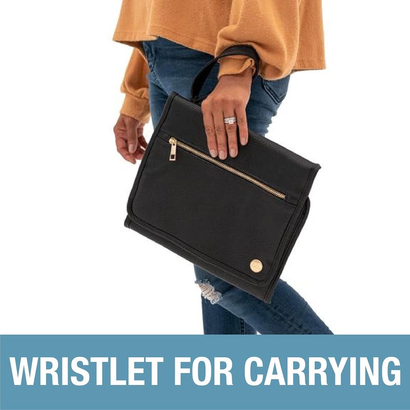 CleverMade Portable Baby Changing Pad Clutch with Wristlet  Premium Foldable Water Resistant Diaper Changing Mat with Storage Pockets for Diapers and Wipes  Brown - Image 5