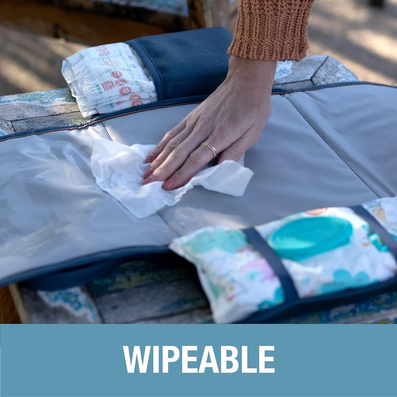 CleverMade Portable Baby Changing Pad Clutch with Wristlet  Premium Foldable Water Resistant Diaper Changing Mat with Storage Pockets for Diapers and Wipes  Brown - Image 4