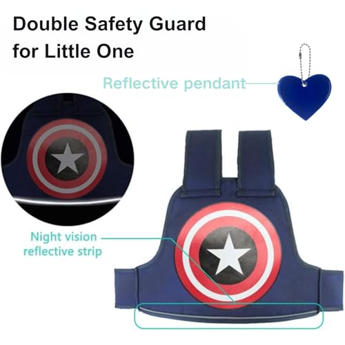 Ahamo Kids Safety Belt for Bike/Scooty/Two Wheeler (2-12 Years) | Adjustable Baby Bike Seat Belt with Reflective Heart Keychain | Durable Motorcycle Safety Harness (Navy Blue Captain) - Image 4