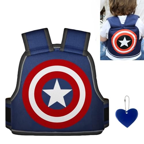 Ahamo Kids Safety Belt for Bike/Scooty/Two Wheeler (2-12 Years) | Adjustable Baby Bike Seat Belt with Reflective Heart Keychain | Durable Motorcycle Safety Harness (Navy Blue Captain) - Image 1