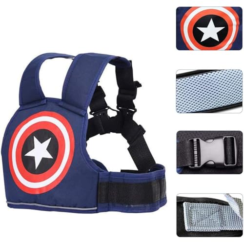 Ahamo Kids Safety Belt for Bike/Scooty/Two Wheeler (2-12 Years) | Adjustable Baby Bike Seat Belt with Reflective Heart Keychain | Durable Motorcycle Safety Harness (Navy Blue Captain) - Image 3
