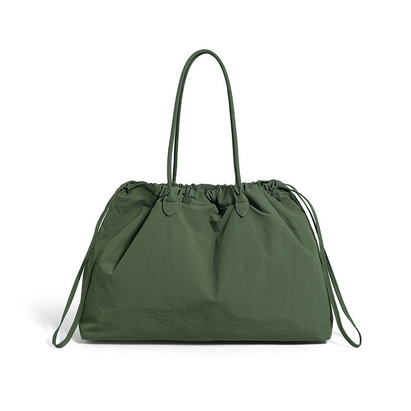 Minimalist Large-Capacity Nylon Lightweight Drawstring Shoulder Tote Bag Commuting Casual Mommy Bag Travel Bag - Image 1