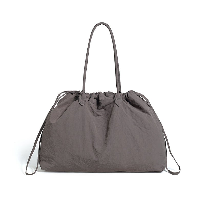 Minimalist Large-Capacity Nylon Lightweight Drawstring Shoulder Tote Bag Commuting Casual Mommy Bag Travel Bag - Image 2