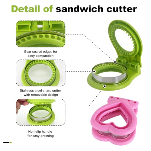 MULIRE Uncrustable Sandwich Cutter for Kids Lunch2Pack Sandwich Cutter Circle Heart Shape Cutter Sealer for Kids Breakfast and Lunchboxes - Image 3