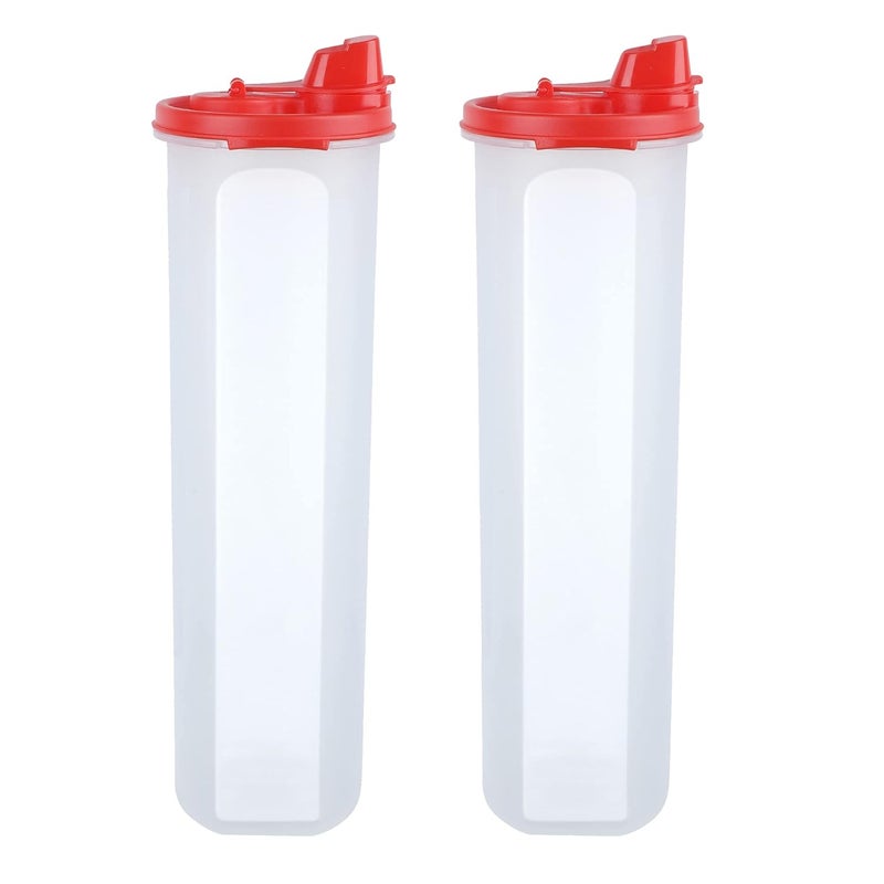 Cutting EDGE Plastic Oil AirTight LeakResistant Round Modular Container for Vinegar Oils Water Easy Flow BPAFree Refrigerator Safe 1100ML Red Set of 2 - Image 1