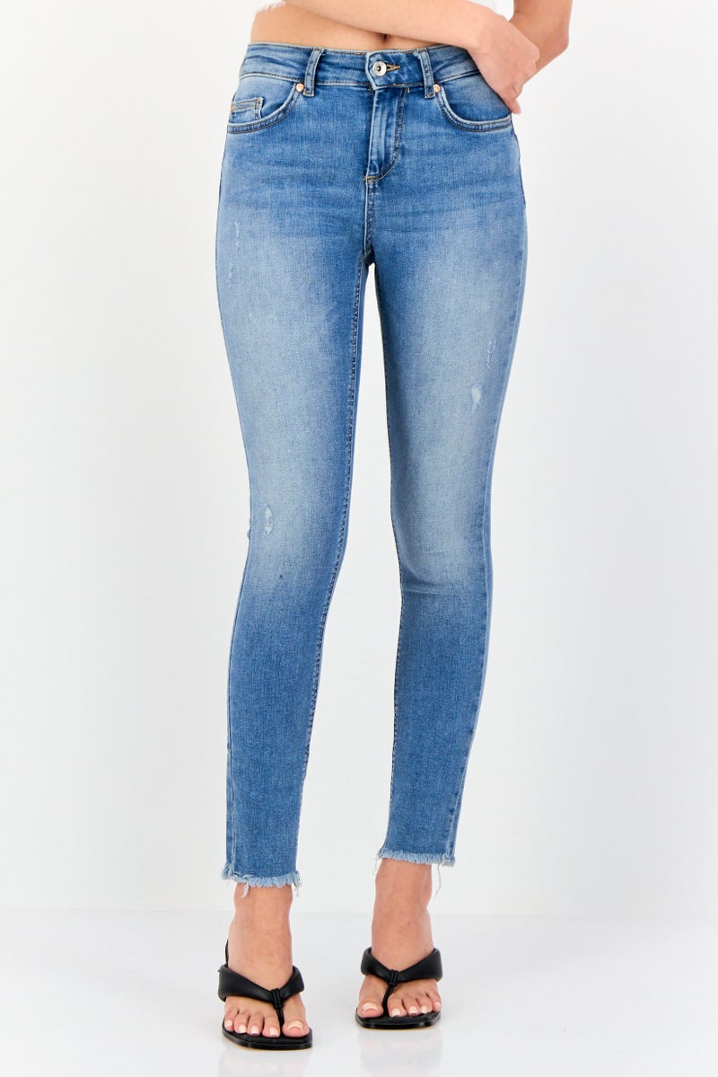 ONLY Women Skinny Fit Washed 32 Inseam Stretchable Denim, Blue - Image 1