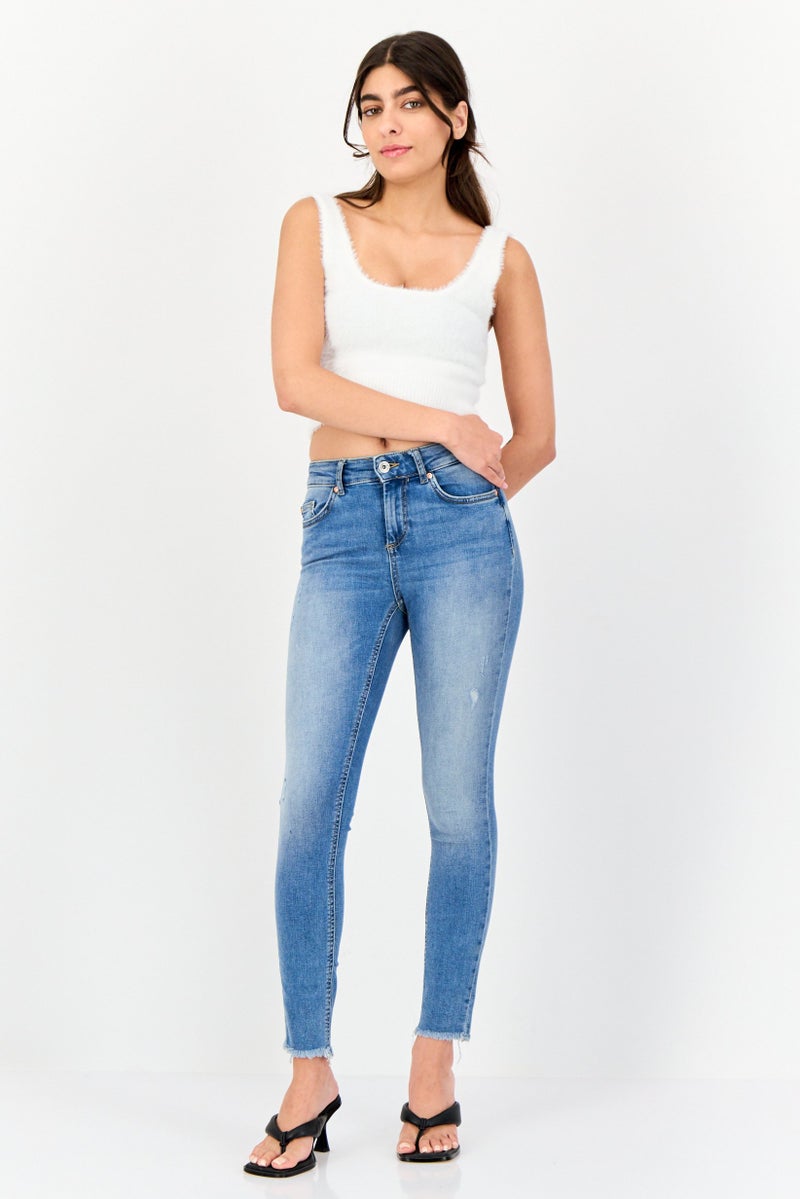 ONLY Women Skinny Fit Washed 32 Inseam Stretchable Denim, Blue - Image 4