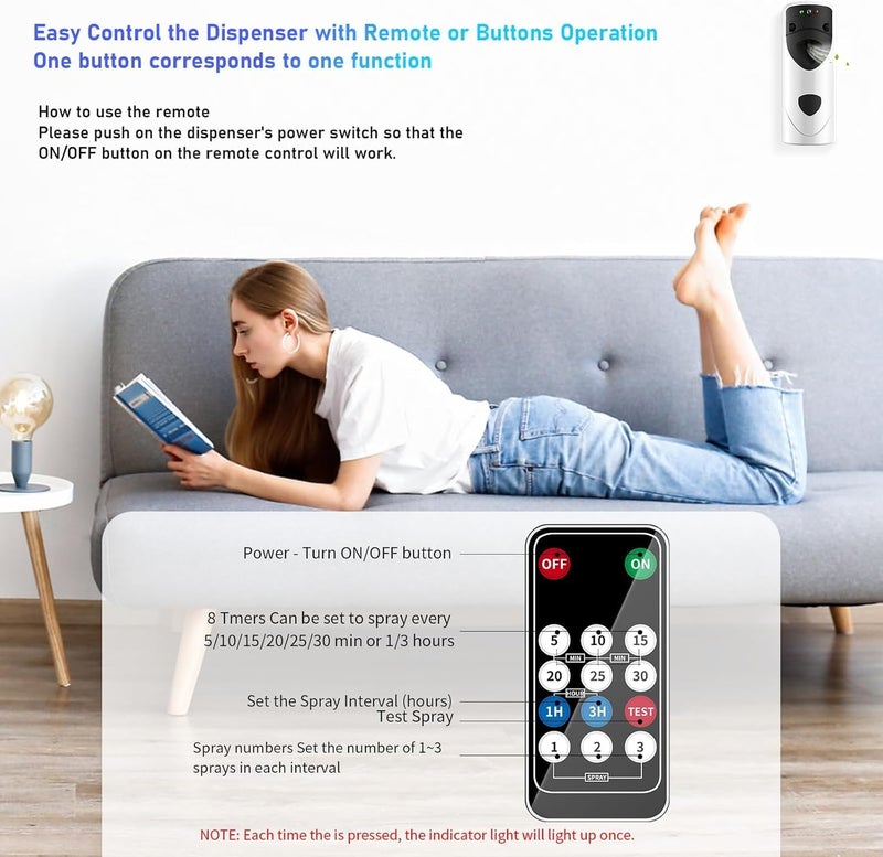 NALACAL Automatic Air Freshener Spray Dispenser, Wall-Mount Programmable Fragrance Dispenser with Remote – Compatible with Spray Refills for Bathroom, Hotel, and Commercial Spaces - Image 2