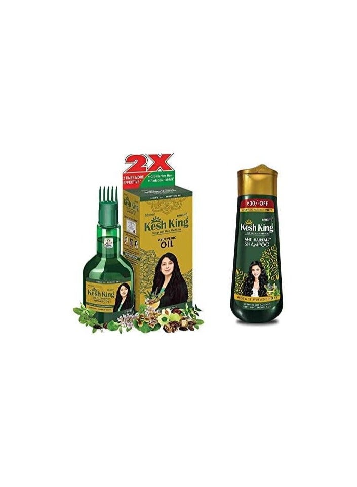 KESH KING Ayurvedic Scalp and Hair Oil, 100ml & Anti Hairfall Shampoo, 200ml Combo - Image 2