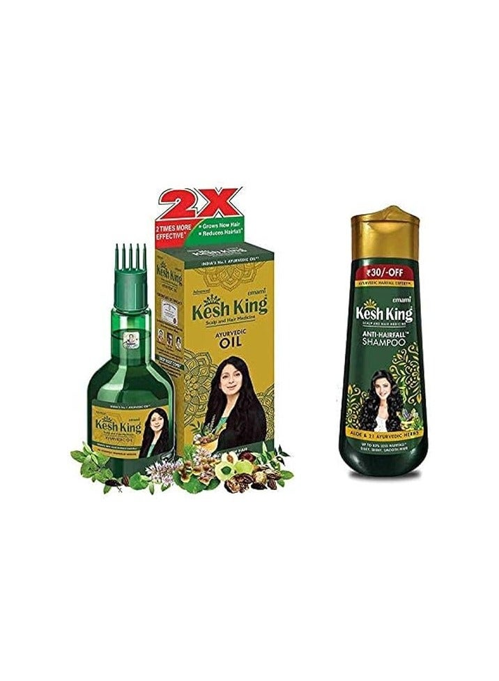 KESH KING Ayurvedic Scalp and Hair Oil, 100ml & Anti Hairfall Shampoo, 200ml Combo - Image 1