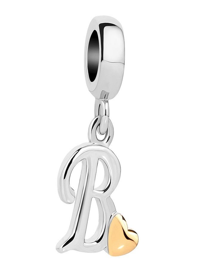 QueenCharms Initial A-Z Letter Charm Golden Heart Alphabet Dangle Beads For Bracelets & Necklaces (B) - Image 1