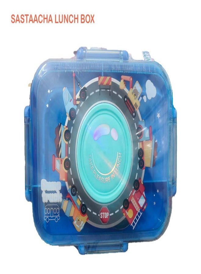 Sastaacha Lunch Box for Kids & Adults, 750ML 3 Compartment Tiffin Box with 150ML Bowl & Stainless Steel Spoon, Leak Proof BPA Free Lunch Box, PP + ABS + Silicone Food Grade Material - Image 4