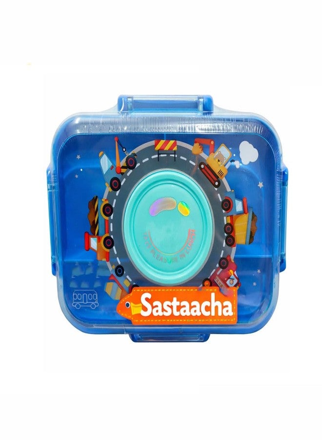 Sastaacha Lunch Box for Kids & Adults, 750ML 3 Compartment Tiffin Box with 150ML Bowl & Stainless Steel Spoon, Leak Proof BPA Free Lunch Box, PP + ABS + Silicone Food Grade Material - Image 1