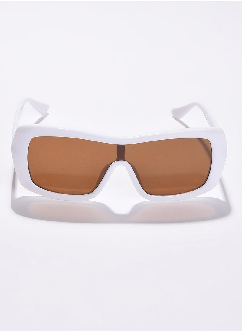 Haute Sauce Brown Lens White Wayfarer Sunglasses  - Image 3