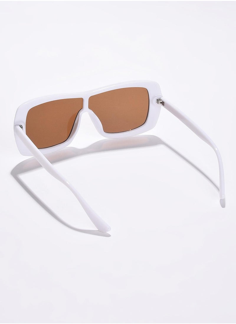 Haute Sauce Brown Lens White Wayfarer Sunglasses  - Image 4
