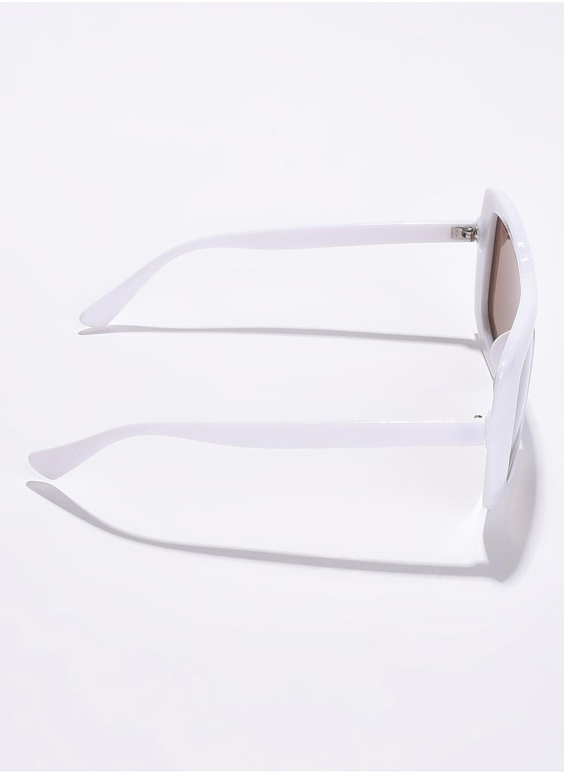 Haute Sauce Brown Lens White Wayfarer Sunglasses  - Image 5