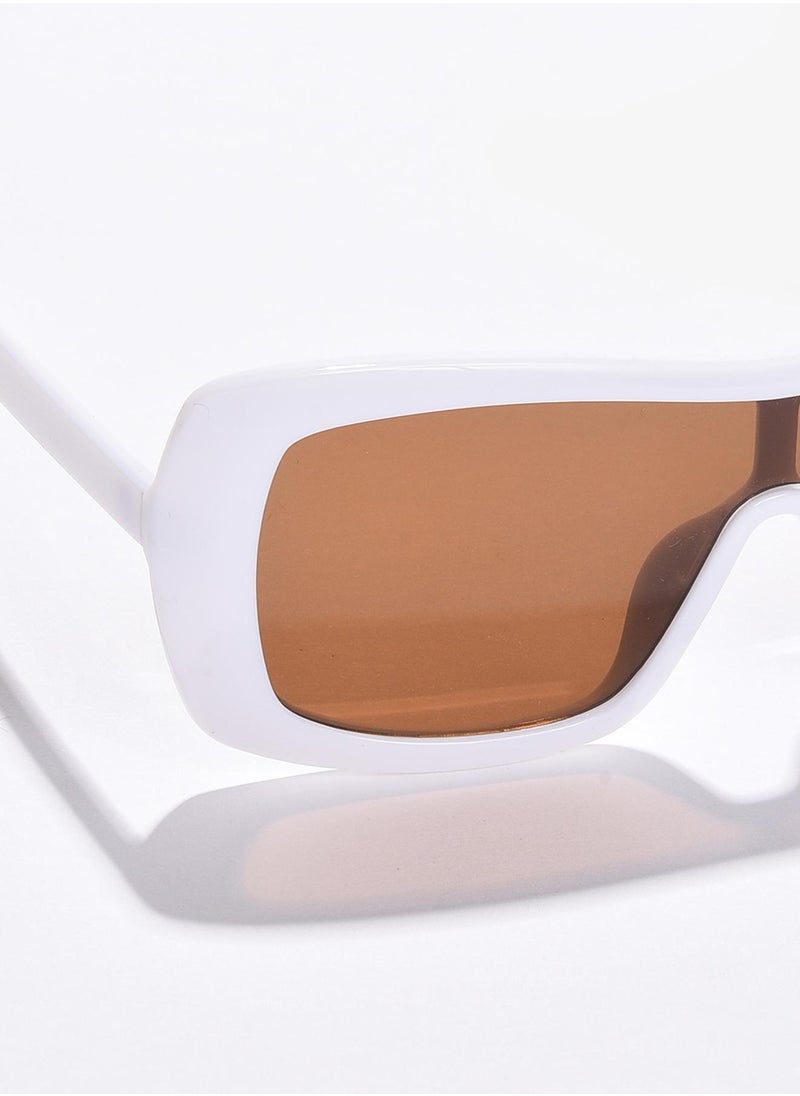 Haute Sauce Brown Lens White Wayfarer Sunglasses  - Image 2